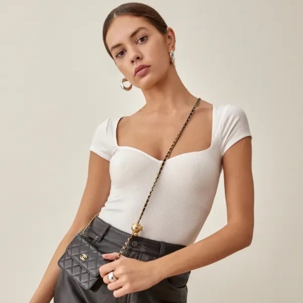Reformation Zya Knit Top in White